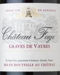 Chateau Fage - Graves de Vayres 2020 (750)